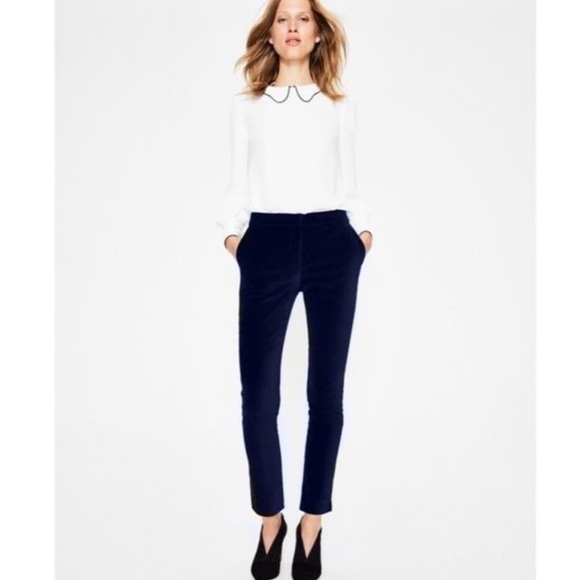 Boden Velvet Straight Leg Navy Blue Pant 2R - Picture 1 of 7